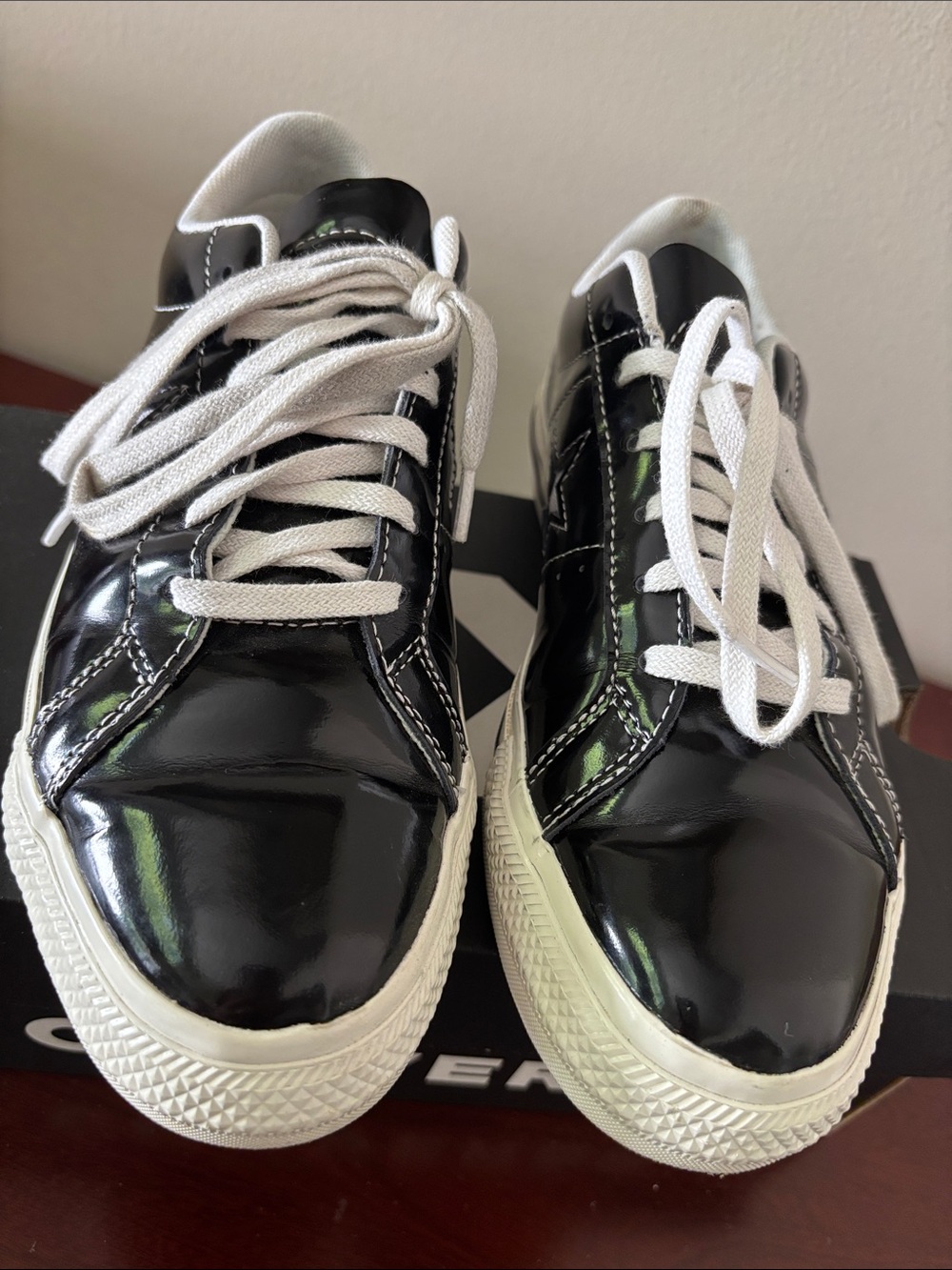 Converse women’s One Star Ox patent leather black unisex sneakers sz.7.5 - Picture 13 of 16
